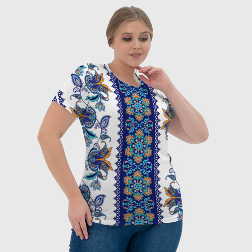 Женская футболка 3D с принтом Цветочный этнический орнамент, фото #4