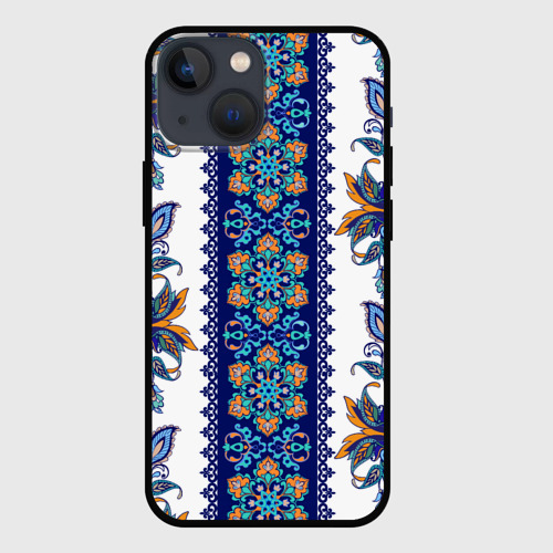 Чехол для iPhone 13 mini с принтом Цветочный этнический орнамент, вид спереди #2