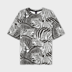 Мужская футболка oversize 3D Зебры и тигры