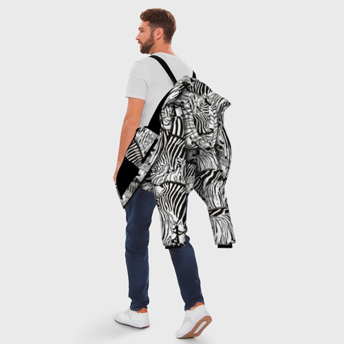Мужская зимняя куртка 3D Зебры и тигры, цвет черный - фото 5