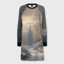 Дорожка через зимний  лес  – Женское платье-свитшот 3D с принтом купить