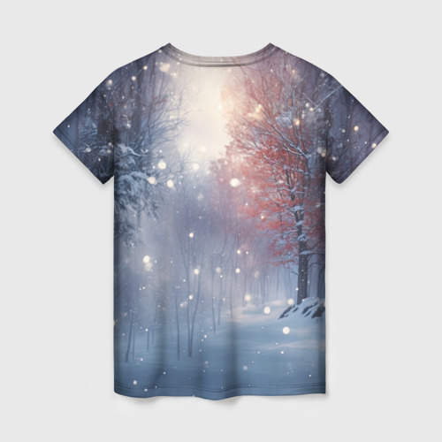 Женская футболка 3D Фея в зимнем лесу , цвет 3D печать - фото 2