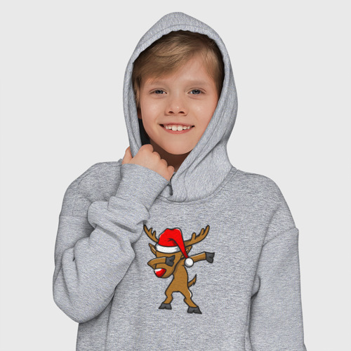 Детское худи Oversize хлопок Deer dabbing, цвет меланж - фото 12