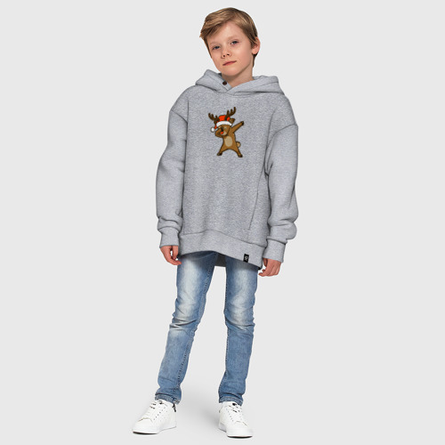 Детское худи Oversize хлопок Dabbing deer, цвет меланж - фото 11