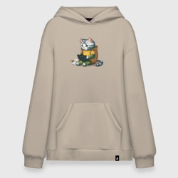 Худи SuperOversize хлопок Котик за учебой