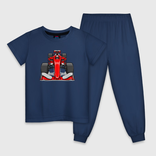 Детская пижама хлопок с принтом Formula-1 Ferrari, вид спереди #2