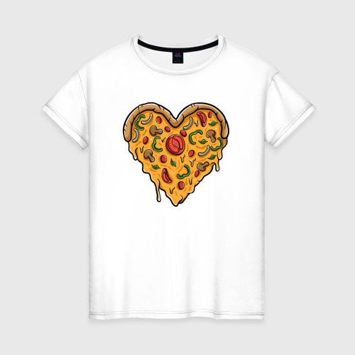 Женская футболка из хлопка с принтом Вкус пиццы, вид спереди №1