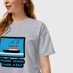 Женская футболка хлопок Oversize Команда по плаванию с Титаника - фото 2