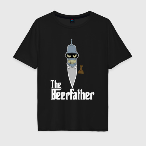 Мужская футболка хлопок Oversize The beerfather, цвет черный