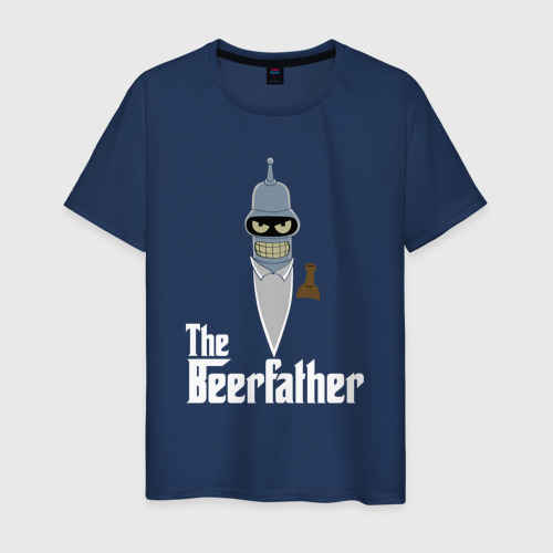 Мужская футболка из хлопка с принтом The beerfather, вид спереди №1