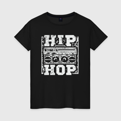 Женская футболка хлопок Hip hop life, цвет черный