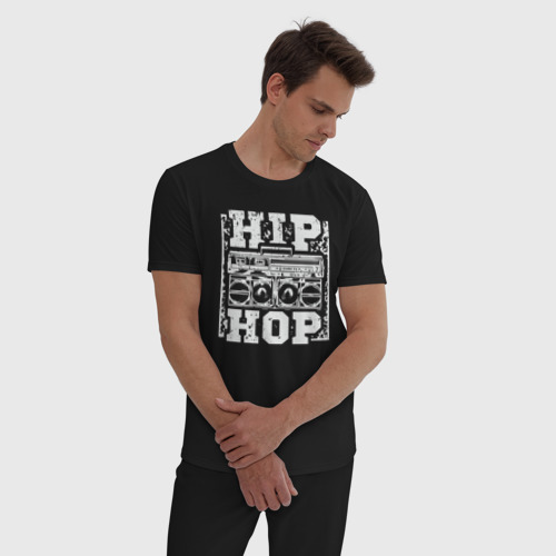 Мужская пижама хлопок Hip hop life, цвет черный - фото 3