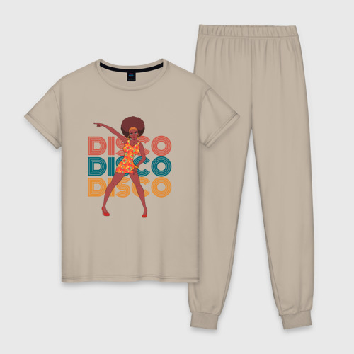 Женская пижама хлопок Disco afro girl R&B, цвет миндальный