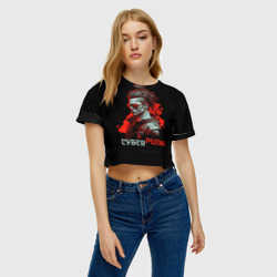 Женская футболка Crop-top 3D Cyberpunk man - фото 2