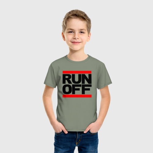 Детская футболка хлопок Run off black, цвет авокадо - фото 3