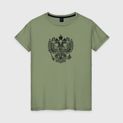 Женская футболка хлопок Герб России двухглавый орел