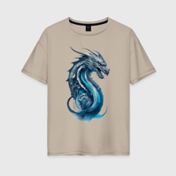 Женская футболка хлопок Oversize Живописный дракон