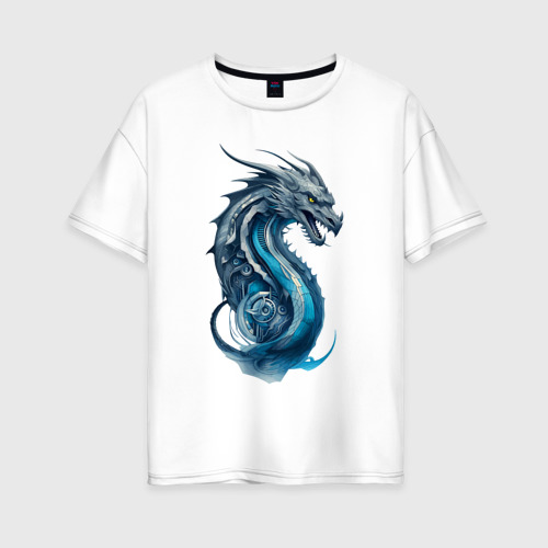 Женская футболка оверсайз из хлопка с принтом Живописный дракон, вид спереди №1