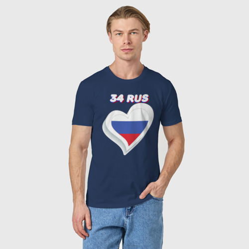 Мужская футболка хлопок 34 регион Волгоградская область, цвет темно-синий - фото 3