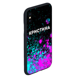 Чехол для iPhone XS Max матовый Кристина и неоновый герб России посередине - фото 2