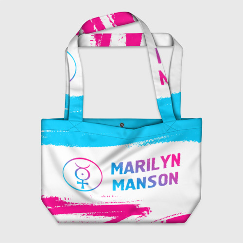 Пляжная сумка 3D Marilyn Manson neon gradient style по-горизонтали