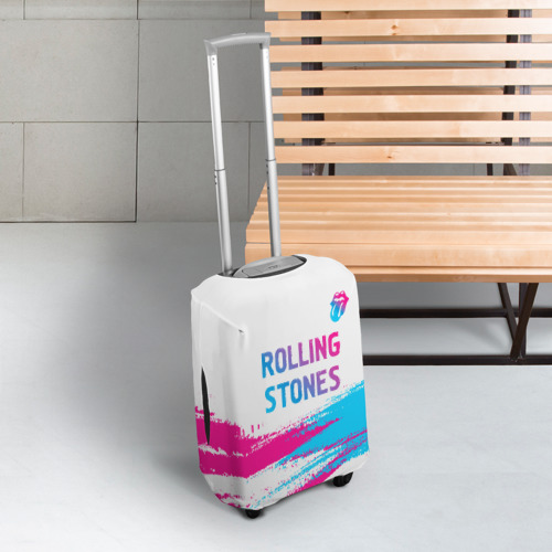 Чехол для чемодана 3D Rolling Stones neon gradient style посередине, цвет 3D печать - фото 3