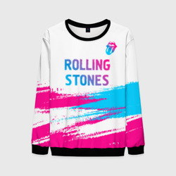 Мужской свитшот 3D Rolling Stones neon gradient style посередине