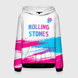 Женская толстовка 3D Rolling Stones neon gradient style посередине