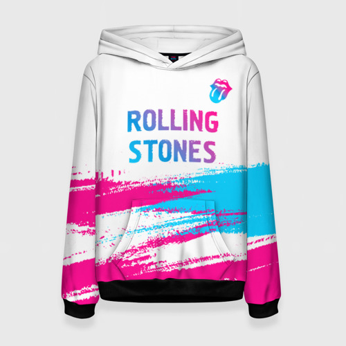 Женская толстовка 3D Rolling Stones neon gradient style посередине, цвет 3D печать