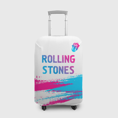 Чехол для чемодана 3D Rolling Stones neon gradient style посередине, цвет 3D печать