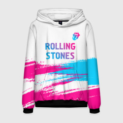 Мужская толстовка 3D Rolling Stones neon gradient style посередине