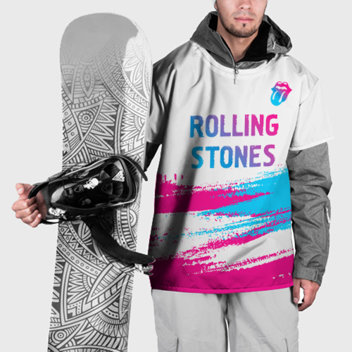 Накидка на куртку 3D Rolling Stones neon gradient style посередине, цвет 3D печать