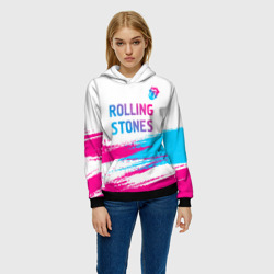 Женская толстовка 3D Rolling Stones neon gradient style посередине - фото 2