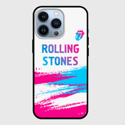 Чехол для iPhone 13 Pro Rolling Stones neon gradient style посередине