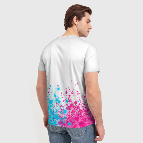 Мужская футболка 3D с принтом Ramones neon gradient style посередине, вид сзади #2