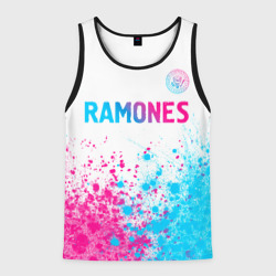 Мужская майка 3D Ramones neon gradient style посередине