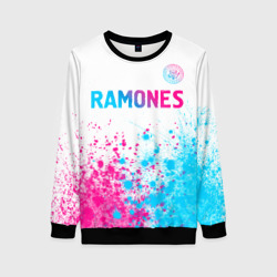 Женский свитшот 3D Ramones neon gradient style посередине