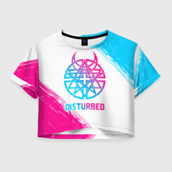 Женская футболка Crop-top 3D Disturbed neon gradient style