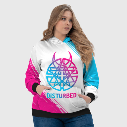 Женская толстовка 3D Disturbed neon gradient style, цвет 3D печать - фото 6