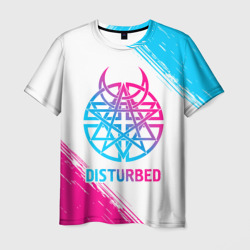 Мужская футболка 3D Disturbed neon gradient style