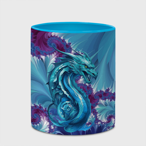 Кружка с полной запечаткой Dragon - irezumi - ai art, цвет белый + небесно-голубой - фото 4