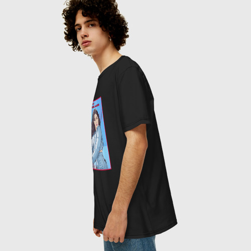 Мужская футболка хлопок Oversize Nancy  Момаленд, цвет черный - фото 5