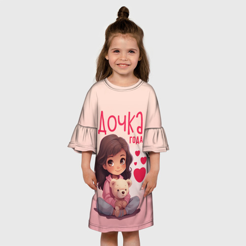 Детское платье 3D Любимая дочка года, цвет 3D печать - фото 4