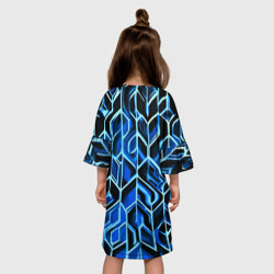 Платье с принтом Синие полосы на чёрном фоне для ребенка, вид на модели сзади №2. Цвет основы: белый