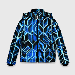 Синие полосы на чёрном фоне – Зимняя куртка для мальчиков 3D с принтом купить