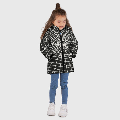 Зимняя куртка для девочек 3D Паучьи шедевры, цвет черный - фото 5