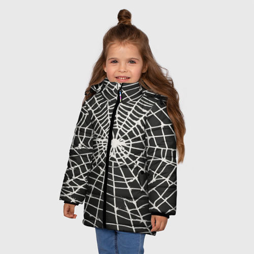 Зимняя куртка для девочек 3D Паучьи шедевры, цвет черный - фото 3