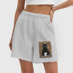 Женские шорты oversize футер хлопок Кот любит кофе - фото 2