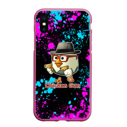 Чехол для iPhone XS Max матовый Chicken gun - neon