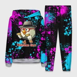 Женский костюм с толстовкой 3D Chicken gun - neon